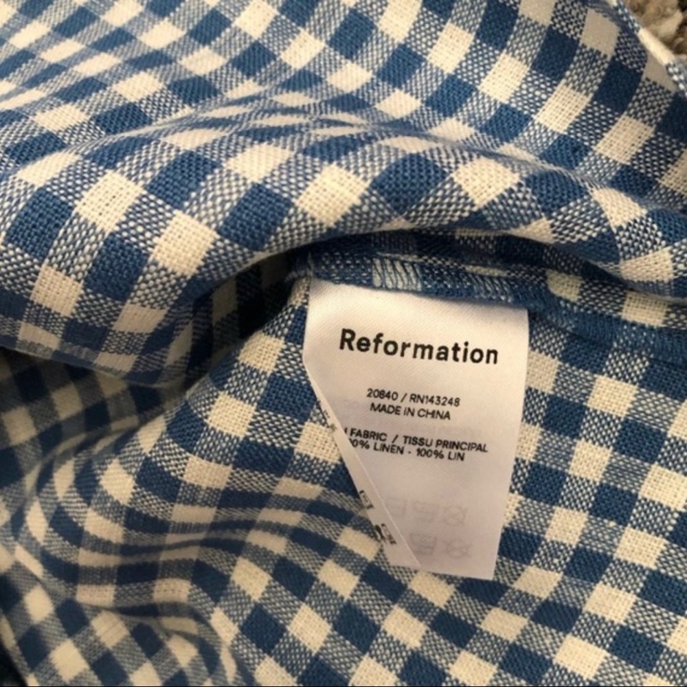 π Reformation Brigitte Linen Dress - Azure Check - Picture 8 of 9